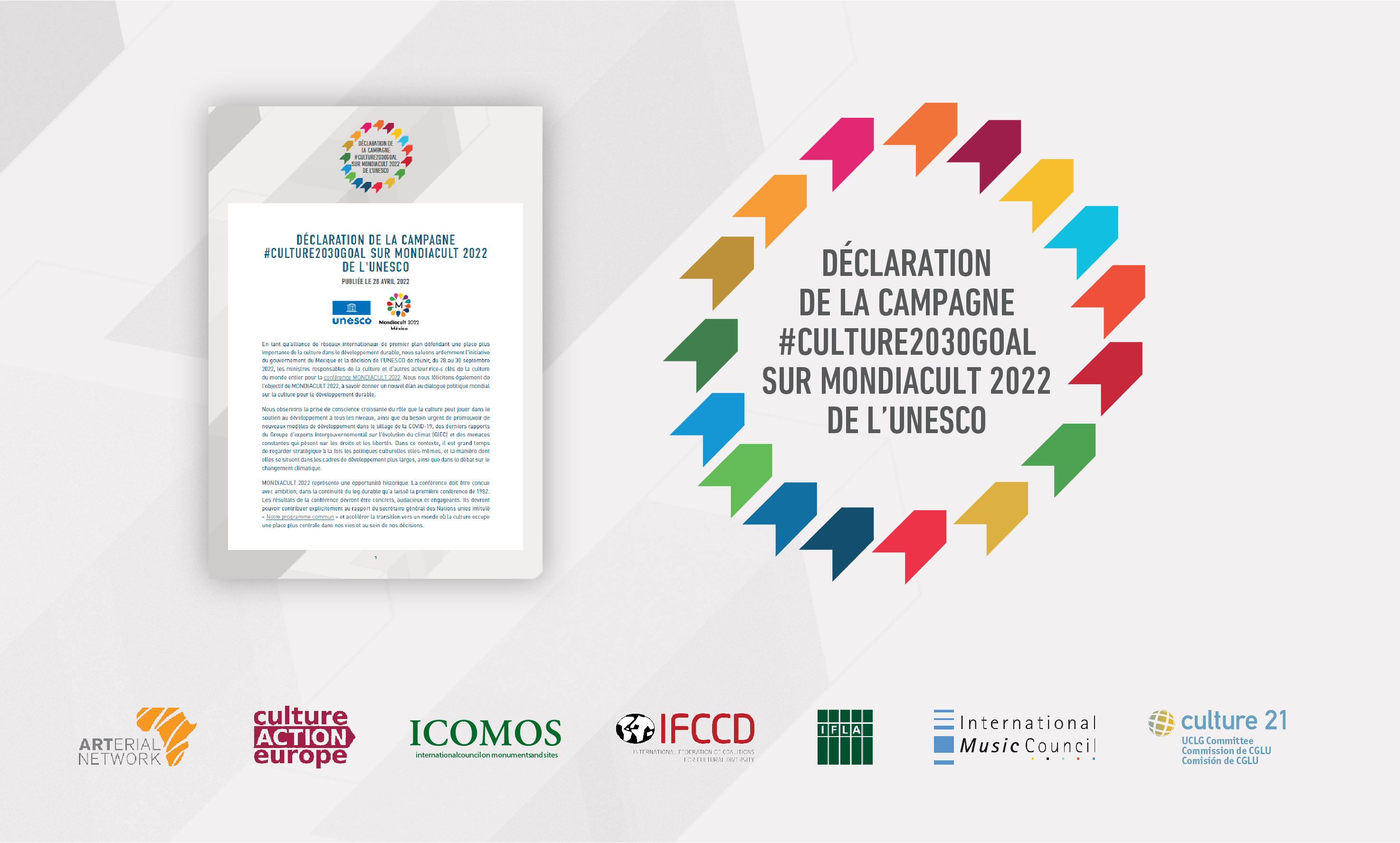 Déclaration #culture2030goal sur Mondiacult 2022 de l'UNESCO