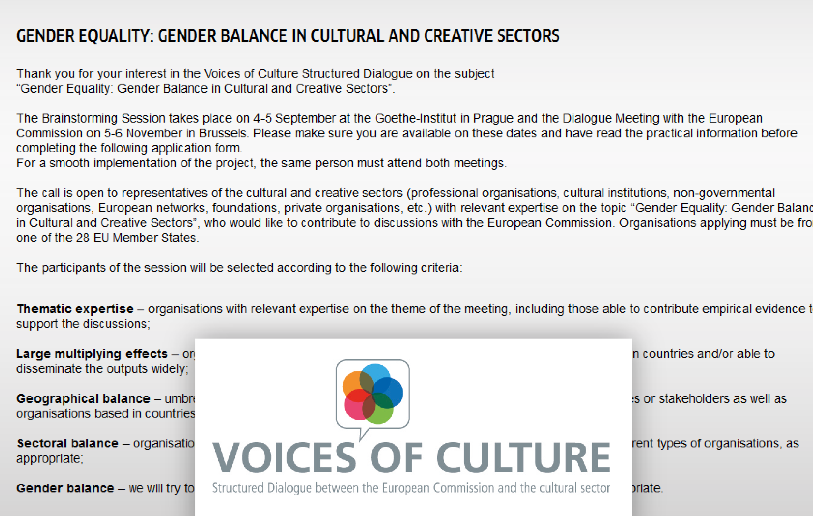 Gender Balance in Cultural and Creative Sectors
